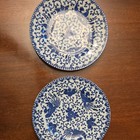 Blue & White Bird Pattern Ceramic Round Plates Set of 2 7 in Japan Glossy — photo 2
