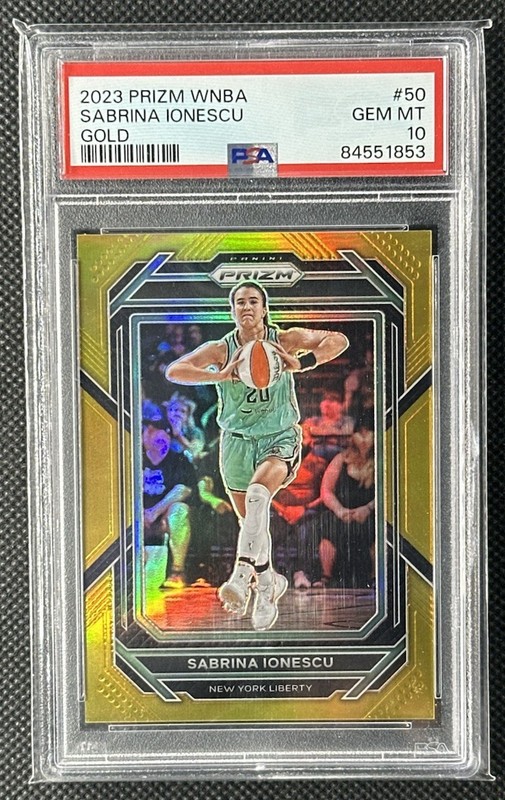 2023 Panini Prizm WNBA Sabrina Ionescu #50 Gold /10 PSA 10