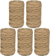 "5 pk 5mm Jute Twine, Large Roll of Natural Jute Rope 105 Ft, Heavy Duty and Thi