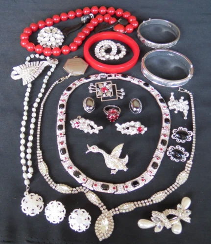 Vtg Jewelry Lot Sterling W Germany Bakelite Whiting & Davis Locket MOP Lot