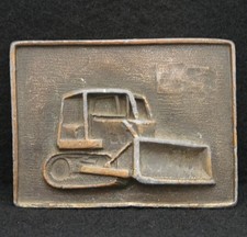 WC09137 AWESOME VINTAGE 1970s  BULLDOZER  HEAVY MACHINERY ARTWORK BELT BUCKLE