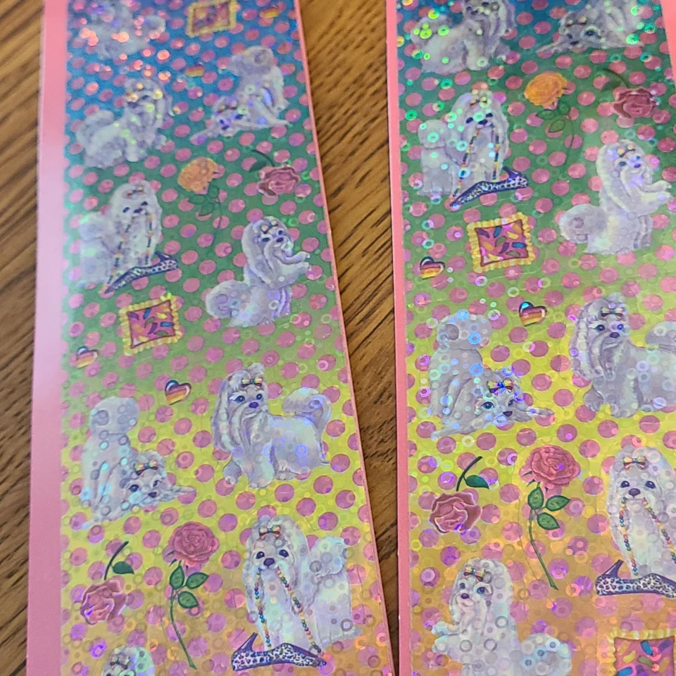 Lisa Frank Prism Holographic Bubble Stickers-Dog Pearls Princess 1990's Lot Of 2 - Image 3 of 4
