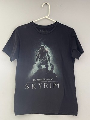 PRE-OWNED BLACK BETHESDA ELDER SCROLLS SKYRIM DRAGONBORN UNISEX SHIRT MEDIUM