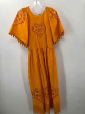 Pre-Owned Rhode Yellow Size Medium Shift Maxi Short Sleeve Dress
