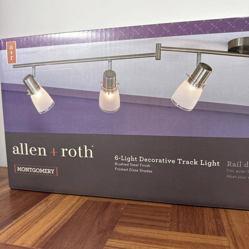 Allen + roth 5,8 футов x 9 дюймов x 5,1 дюйма 6-светлая матовая стальная гусеничная планка Montgomery - Изображение 2 из 4