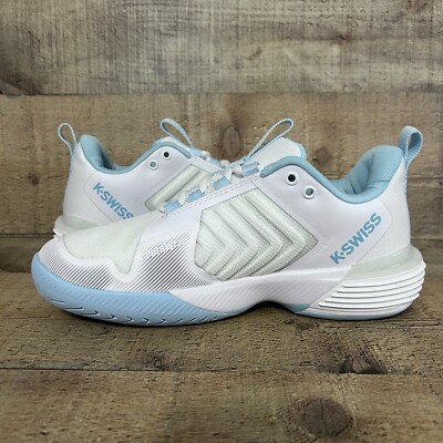 K-Swiss Ultrashot 3 Womens Size 5.5 Tennis Shoes Whte Blue Glow