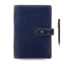 Filofax Malden Personal Navy Leather Organizer Agenda Calendar Bundle with DiLor