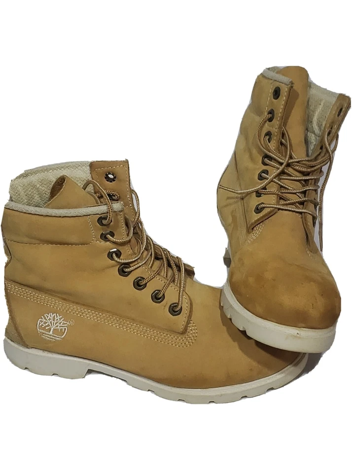 Timberland Botas de Gamuza Marrón/Trigo Talla 7M Suela Blanca Foto 2 de 4