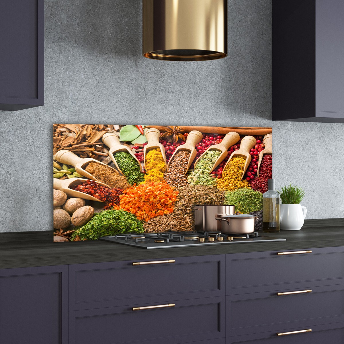 Panneau De Cuisine Sur Verre Tulup - 140x70 Cm - Épices Colorées - Moderne
