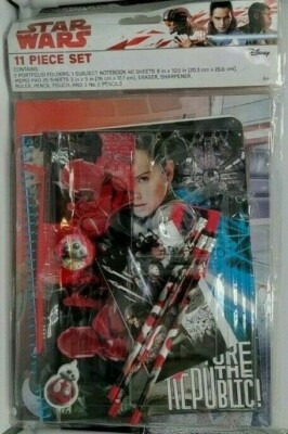 Star Wars Stationery 11 Piece Set - 3 Pencils, Ruler, Eraser, Notebook, Memo Pad