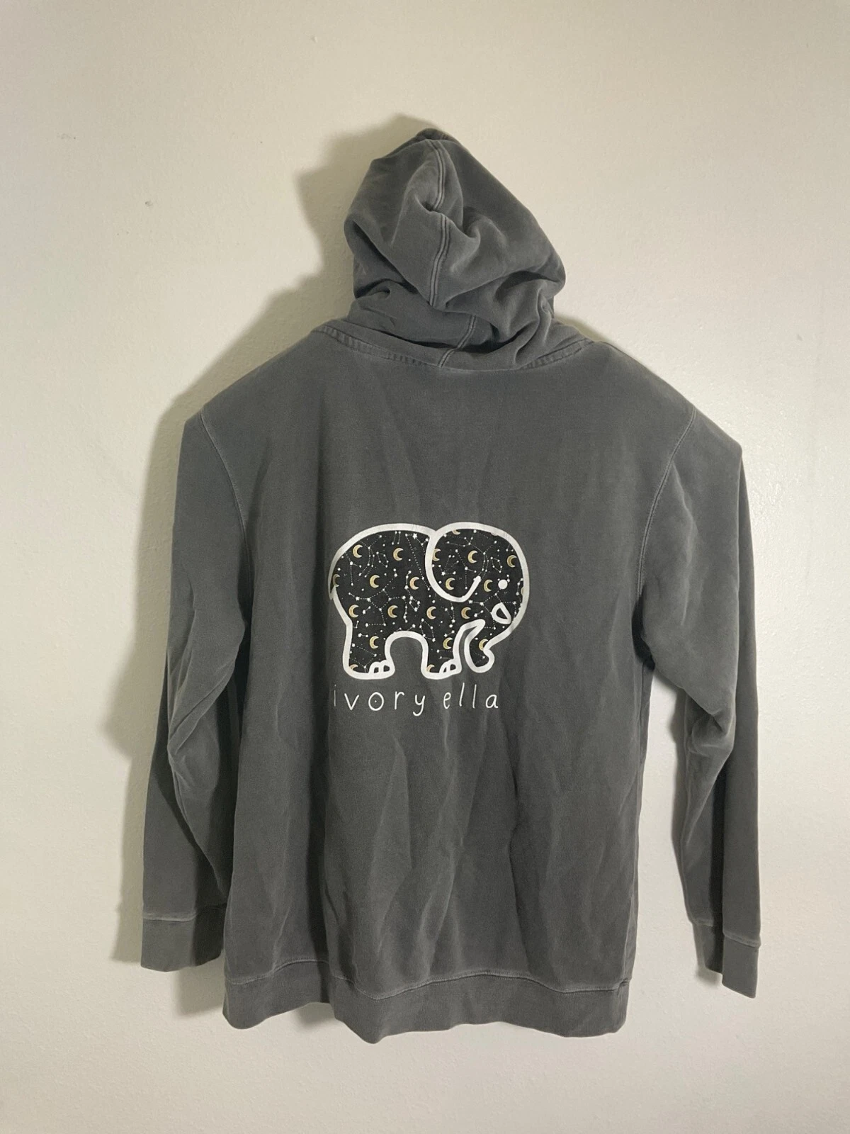 OFF WHITE Felpa con cappuccio grigio avorio ella con logo elefante unisex media 80% cotone 20% poliestere