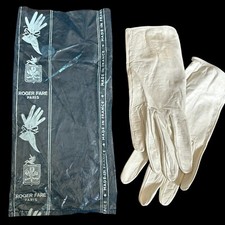 Vintage Roger Far  Paris White Leather Gloves Size 6.5 With Original Packaging