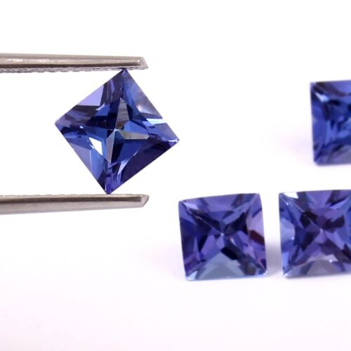 Natural Tanzanite Square Princess cut 6 MM faceted loose gemstone for jewelry - Picture 1 of 3