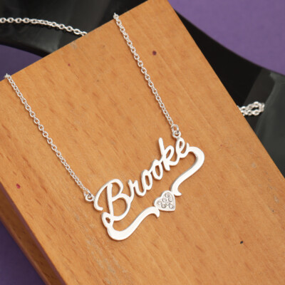 Personalized 925 Sterling Silver Signature Name Pendant Necklace for Women Girls