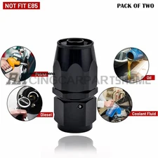 2Pcs Universal Straight AN6 -6AN Swivel Hose End Fitting Adaptor Black For Fuel