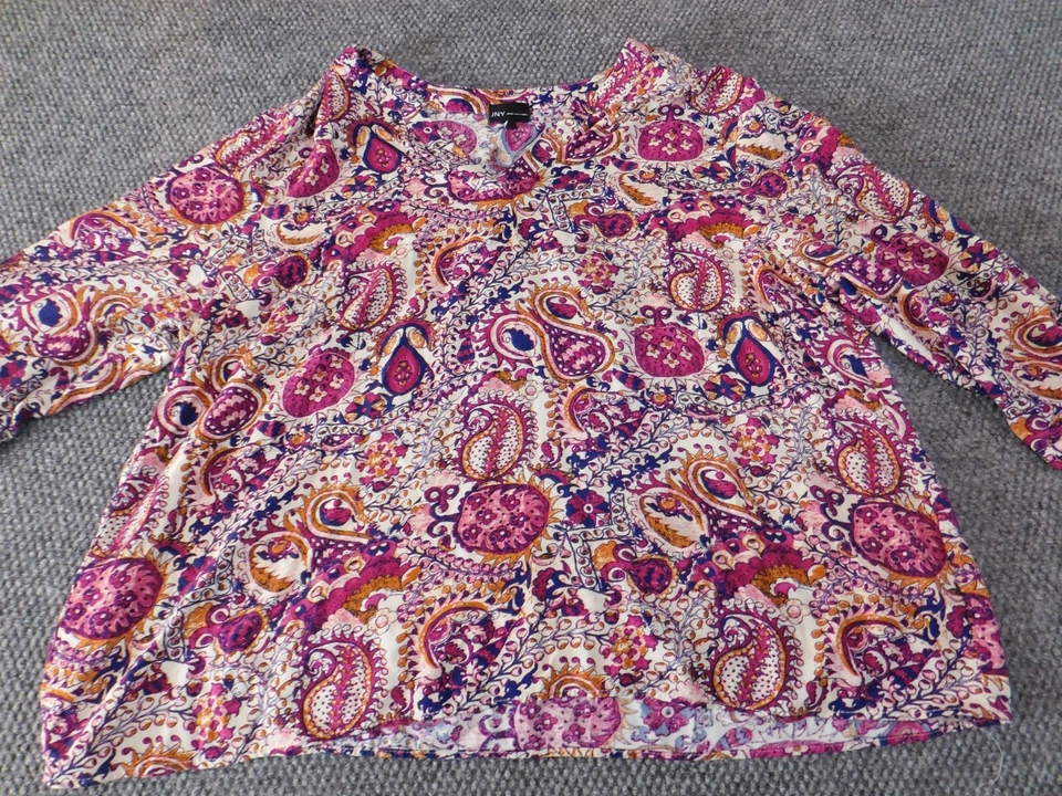 Jones New York 2X Top Púrpura Floral Geométrico Jersey Mujer Informal Clásico Foto 4 de 4