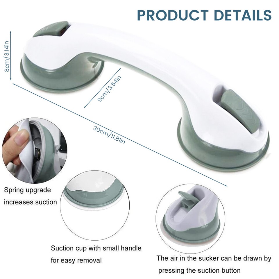 Suction Grab Bar 12'' Shower Handle Bathroom Balance Bar with Strong