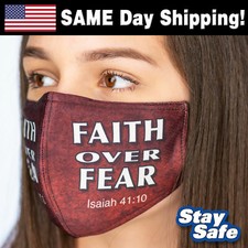 FAITH over FEAR Face Mask   INCLUDES 2 FILTERS - MANY Fashion Designs Available