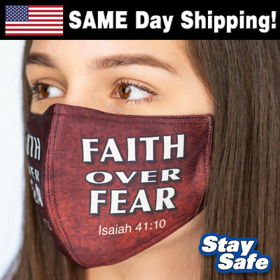 FAITH over FEAR Face Mask   INCLUDES 2 FILTERS! - MANY Fashion Designs Available