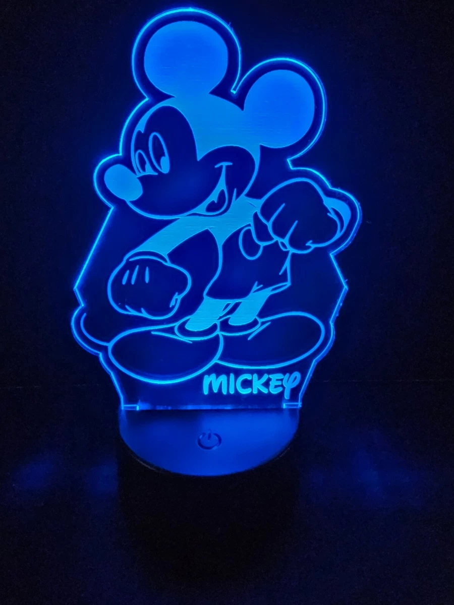 Mickey Mouse 3D LED Night Light 16 Color Changing Acrylic Decor W