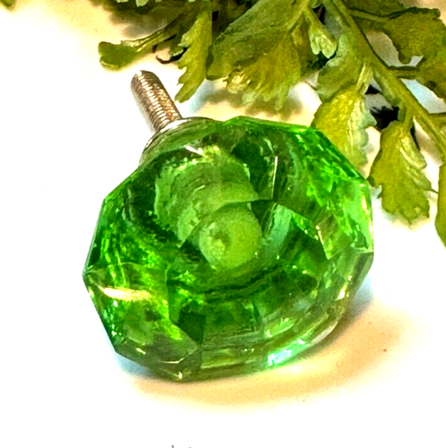 2; Vintage-Green Diamond Cut Glass drawer knobs handles pulls Hardware Furniture - Picture 9 of 18