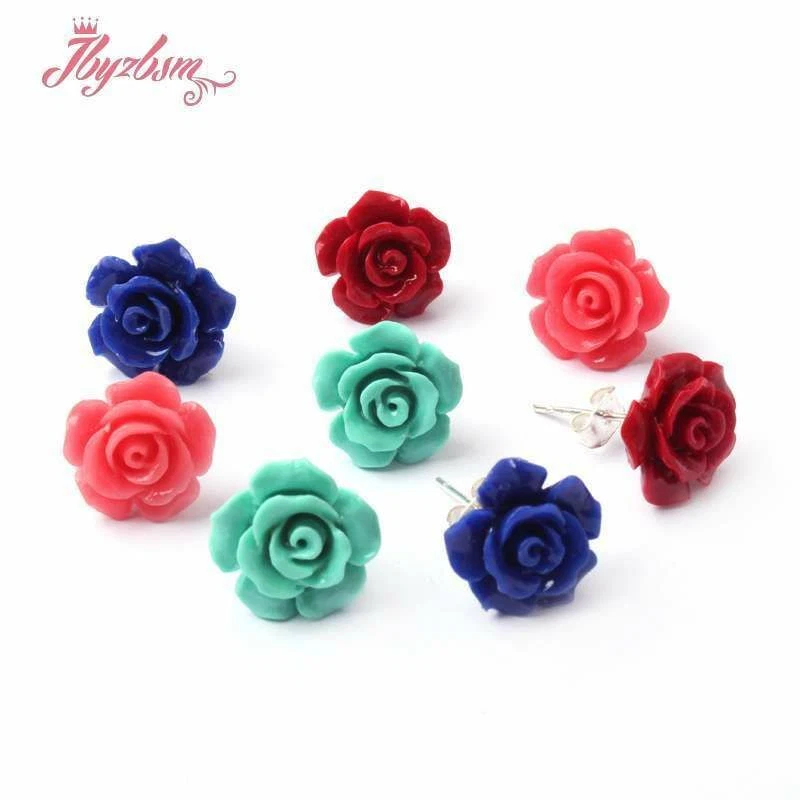 1 par de pendientes florales de plata tibetana tallada de 12 mm de moda para mujer Foto 3 de 4