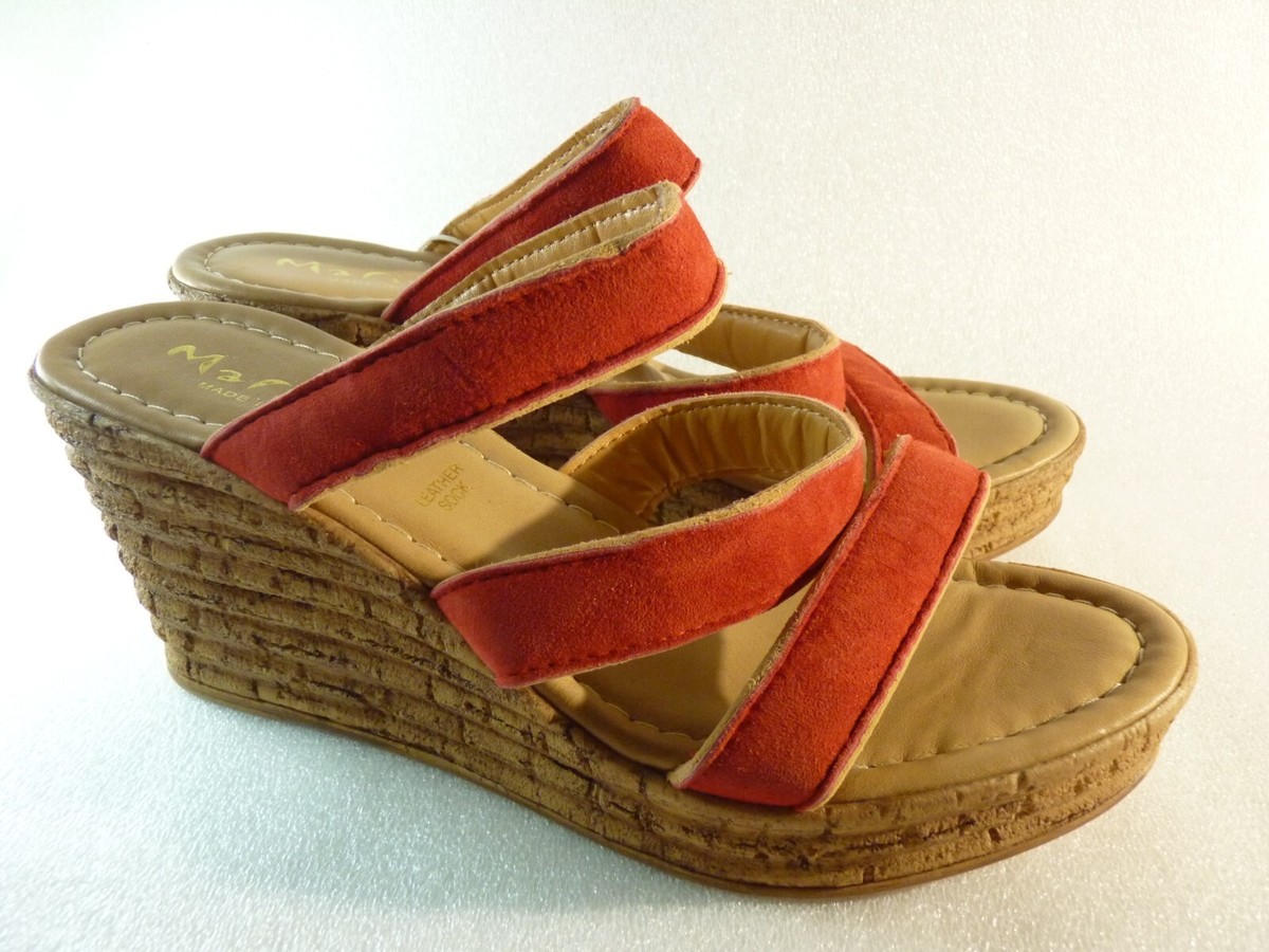 Mariella Women shoes Sandals Red Wedge Slide Size SKU 11801