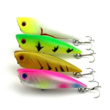 4PCS Lot 7cm/7.7g Crankbait Top Water Popper Fishing Lure Bass Hard Bait Tackle