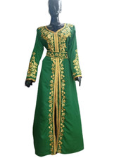 Green crep wedding moroccan dubai kaftans formal women dress very fancy long