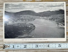 Antique Postcard Air View Of Northeast Harbor Maine From Foot Of Brown Mountain