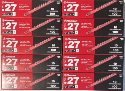 10X Boxes Ramset 5RS27 .27 Red Strip Loads Level 5 (Totals 1000 Loads)