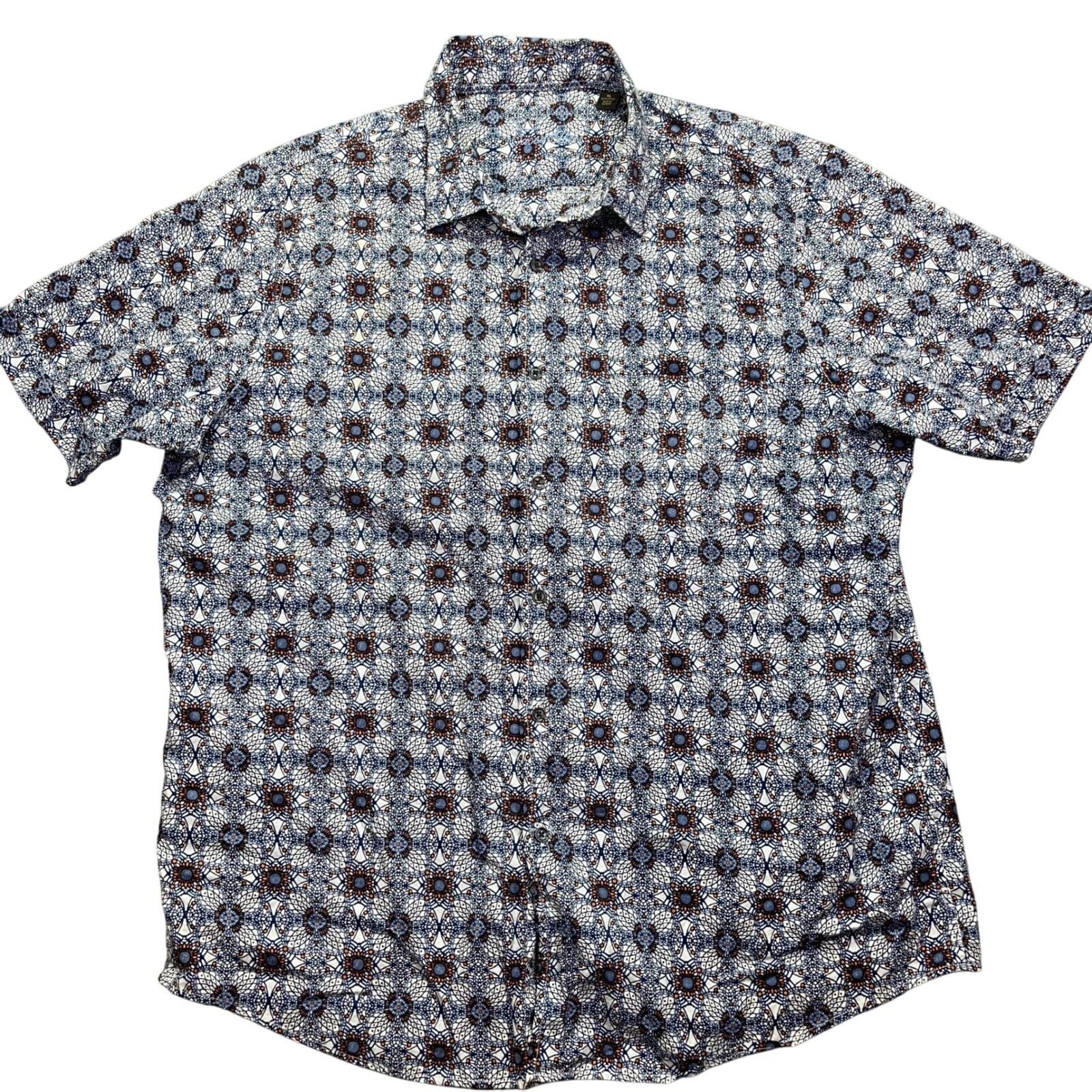 Tasso Elba Floral Print Button Up Short Sleeve Casual Shirt XL Boho Summer