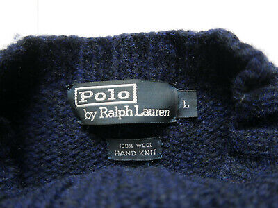 Polo Ralph Lauren Sweater Jumper Star Knit Wool Navy Vintage RARE NEW L