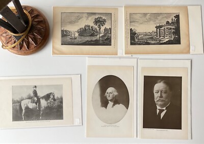 5 old lithographs small postcard type