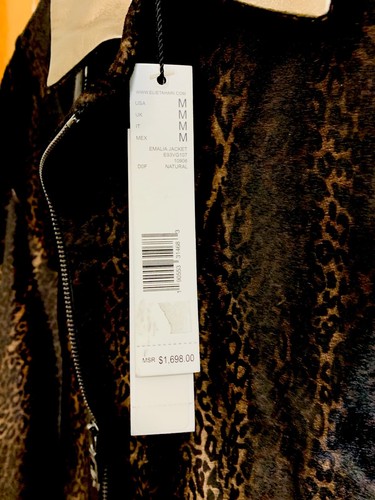 Elie Tahari Emalia real dyed fur lamb leather peplum moto jacket NWT sz M $1,698 - Picture 4 of 11