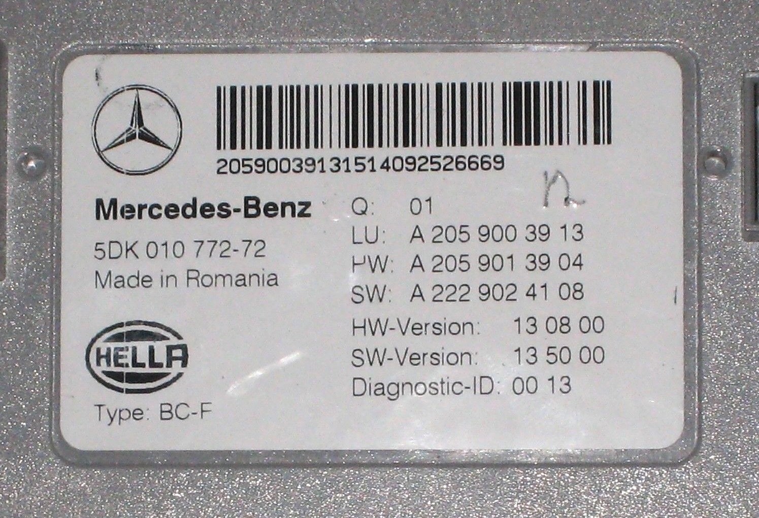 2015 2016 2017 MERCEDES C300 SAM CONTROL UNIT, PART# 2059003913 