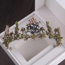 Luxury Women's Floral Tiara Forest Queen Crystal Vintage Gold Crown Vintage Hair