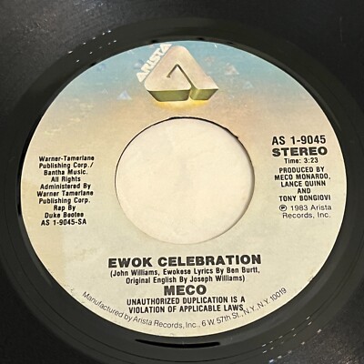 Meco Ewok Celebration 45 7" Arista Records 1983 (Star Wars) Spin