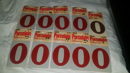 Vintage Cole Porcelain House Address Number #1,2,3,4,5,6,7,8,9,0 NOS 4-1/4"