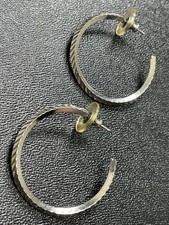 Vintage 1.4  Silver Tone Textured Hoop Earrings