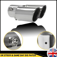 2x Universal Twin Dual Exhaust Pipe Trim Tip Tail Muffler Stainless Steel Chrome