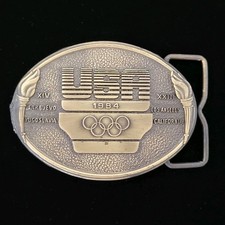 Vintage Belt Buckle 1984 USA Olympics Sports Los Angeles/Sarajevo 3.2" Fits 1.8"