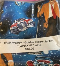 ELVIS PRESLEY NEW Cotton Elvis In Golden Yellow Cars Fabric 1 YD