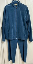 Vintage 90s Tracksuit Teal Velour Pants Jacket Women  s Size XL Teddi Brown EUC