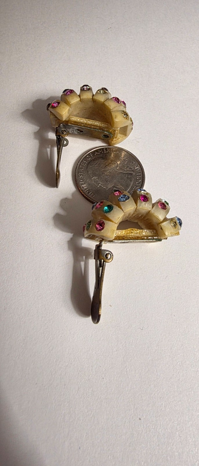 Multi-Colored Rhinestone Molded Celluloid Half Ho… - image 5