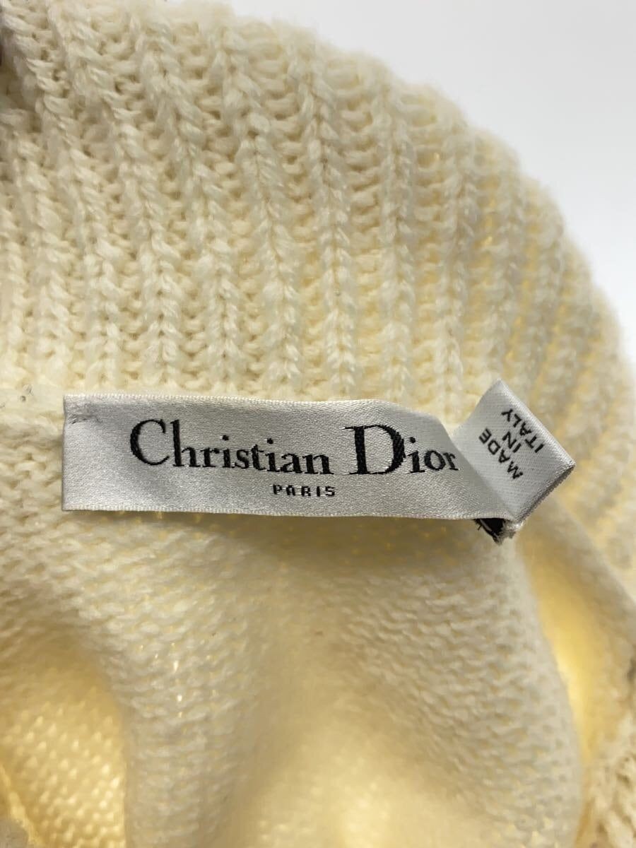Christian Dior◆ニット・セーター(薄手)/ロゴ/ハイネック/スリット/38/IVO/444S25AM312 Christian Dior knit sweater (sheer logo high neck slit 38