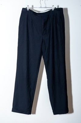 Vintage Yves Saint Laurent Wool Double Pleat Trousers Navy Women Vintage YSL