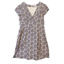 Banana Republic Women's Size 14 V-Neck Short Sleeve Printed Dress Silk Blend