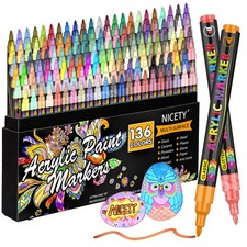 136 Colors Acrylic Paint Markers, Extra Fine Tip Point Acrylic Paint Pens for...