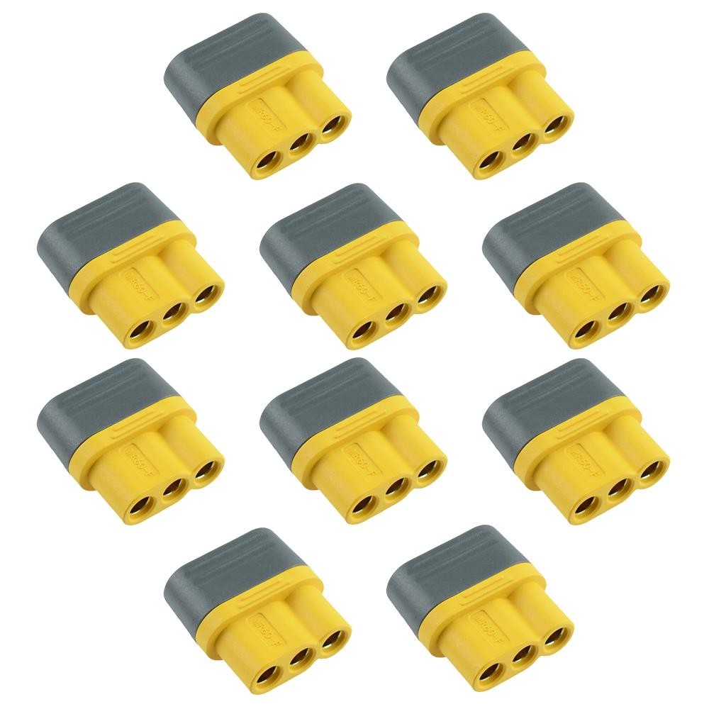 10 x Female MR60 3 Pin Gold Plated Connector with Cap 30A Amass